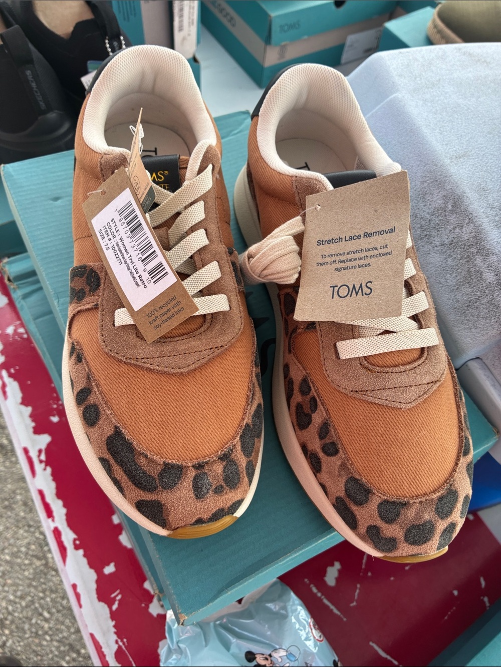 TOMS Orange Canvas Sneakers with Leopard Accent